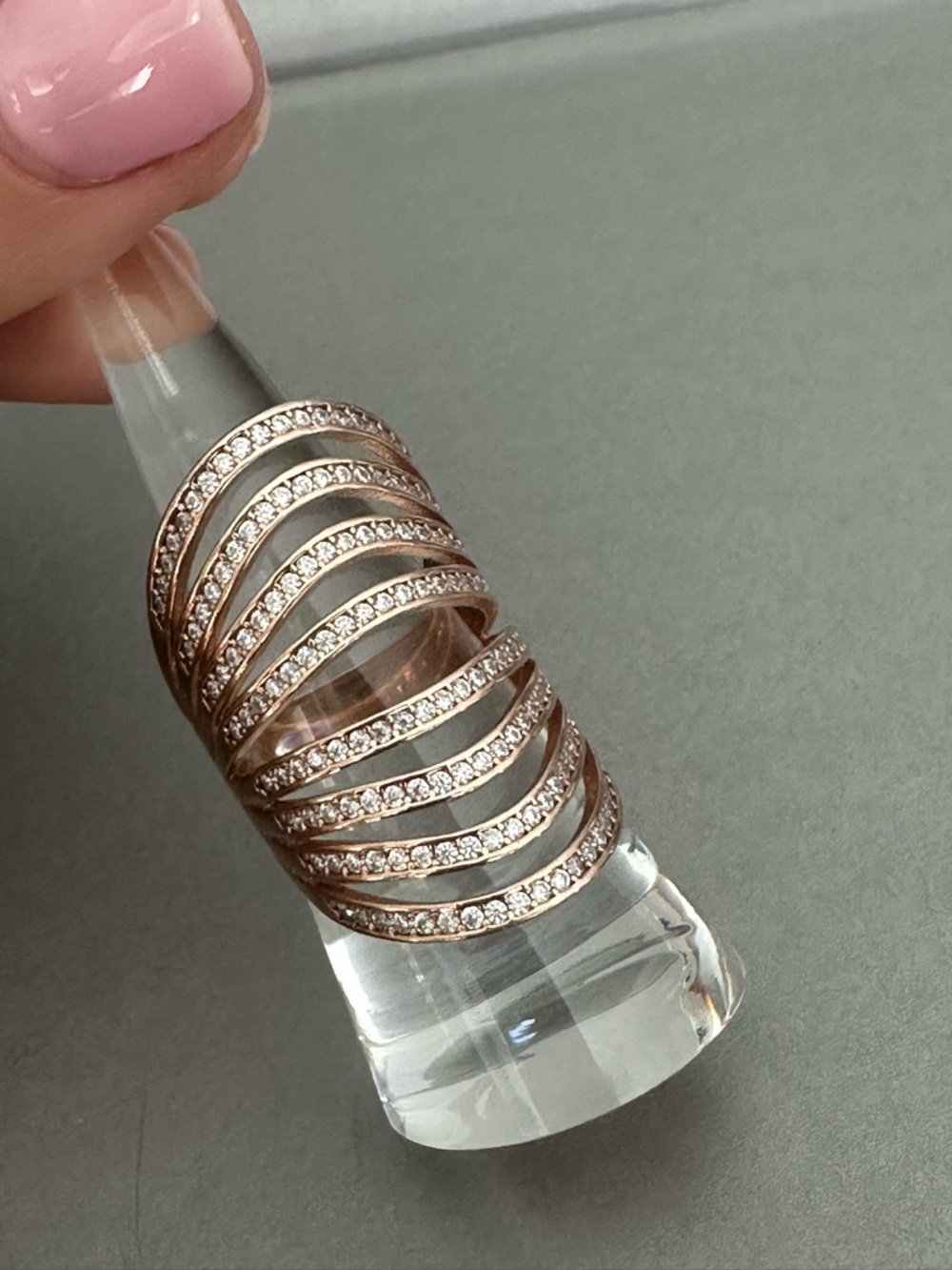 Rose Gold plated Sterling Silver CZ Saddle ring